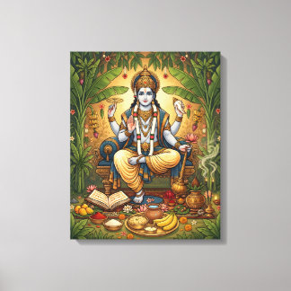Impressão Em Tela Arte de Parede Devocional do Senhor Satyanarayana