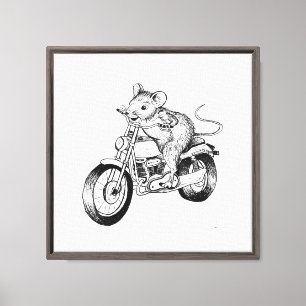 Impressão Em Tela Arte de parede do rato e da motocicleta
