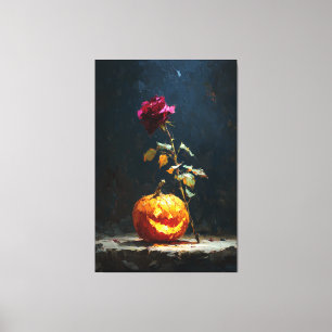 Impressão Em Tela Arte de Parede em Madeira de Abóbora e Rosa Românt