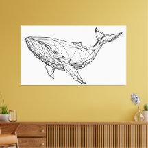 Arte de Parede em Tela de Baleia Geométrica Minima