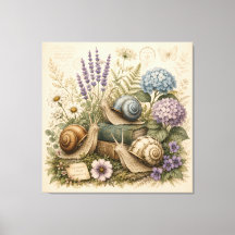Arte de Parede em Tela de Caracóis Botânicos Vinta