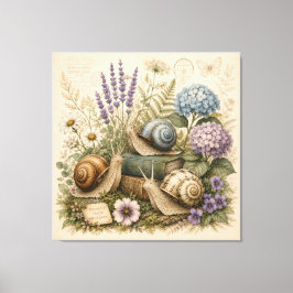 Impressão Em Tela Arte de Parede em Tela de Caracóis Botânicos Vinta