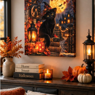 Impressão Em Tela Arte de Parede em Tela de Gato Preto Fofo para Hal