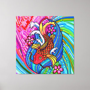 Impressão Em Tela Arte de Parede em Tela Esticada de Carpa Koi