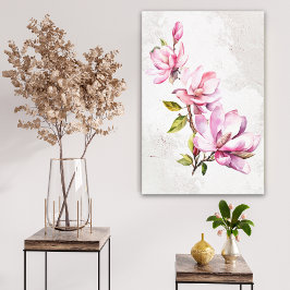Impressão Em Tela Arte de Parede em Tela Esticada de Magnólia Rosa