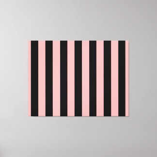 Impressão Em Tela Arte de Parede em Tela Preta e Rosa Coral Listrada