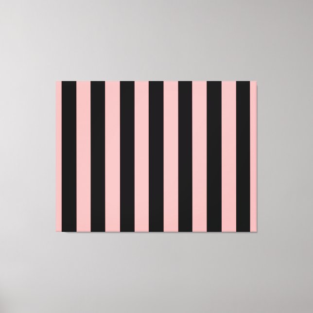 Impressão Em Tela Arte de Parede em Tela Preta e Rosa Coral Listrada (Frente)