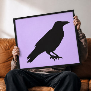 Impressão Em Tela Arte de Parede em Tela Silhueta de Corvo Místico