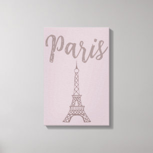 Impressão Em Tela Arte de Parede em Tela Torre Eiffel Rosa Empolvada