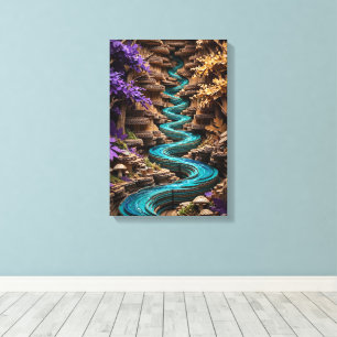 Impressão Em Tela Arte de Parede Floresta Encantada 3D - Magenta e D