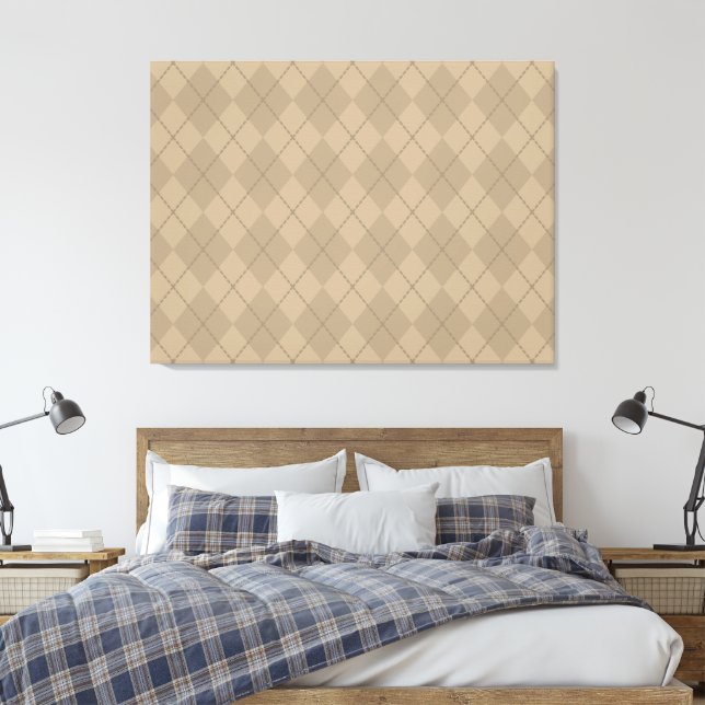 Impressão Em Tela Arte de Parede Grande Retro-Argyle (Insitu(Quarto))