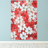 Arte de Parede Impasto de Flores Brancas e Vermelh