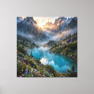 Impressão Em Tela Arte de Parede Majestosa do Lago da Montanha ao Na