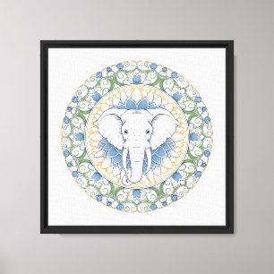 Impressão Em Tela Arte de Parede Mandala de Elefante