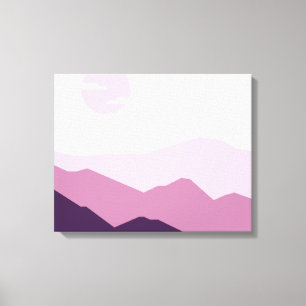 Impressão Em Tela Arte de Parede Minimalista de Pôr do Sol Rosa e Ma