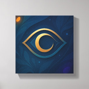 Impressão Em Tela Arte de Parede Olho e Crescente – Abstrato Moderno