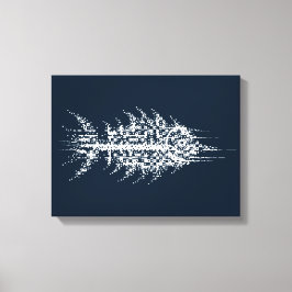 Impressão Em Tela Arte de Parede Peixe Branco Glitch Pixel
