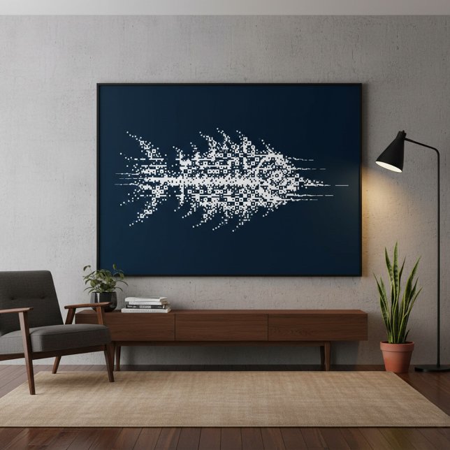 Impressão Em Tela Arte de Parede Peixe Branco Glitch Pixel (Criador carregado)