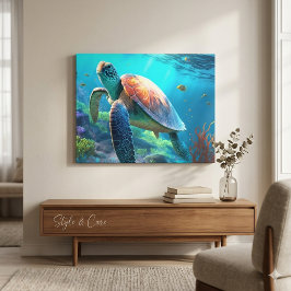 Impressão Em Tela Arte de Parede Personalizada de Tartaruga em Tela