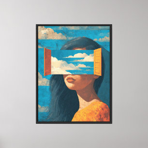 Impressão Em Tela Arte de Parede Surrealista Vintage Feminina – Ediç