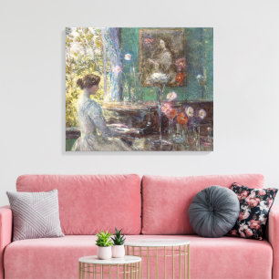 Impressão Em Tela Arte de Parede Vintage Impressionista de Piano Fem