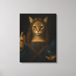 Impressão Em Tela Arte de Paródia do Salvator Mundi Gato Renasciment
