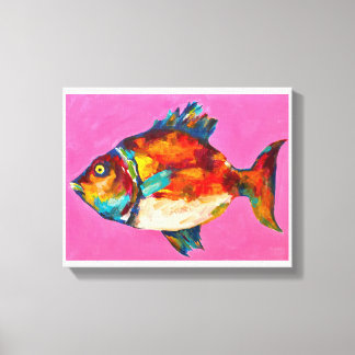 Impressão Em Tela Arte de Peixe Colorida