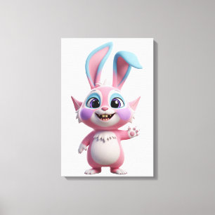 Impressão Em Tela Arte de Personagem Coelho de Desenho Animado Sorri