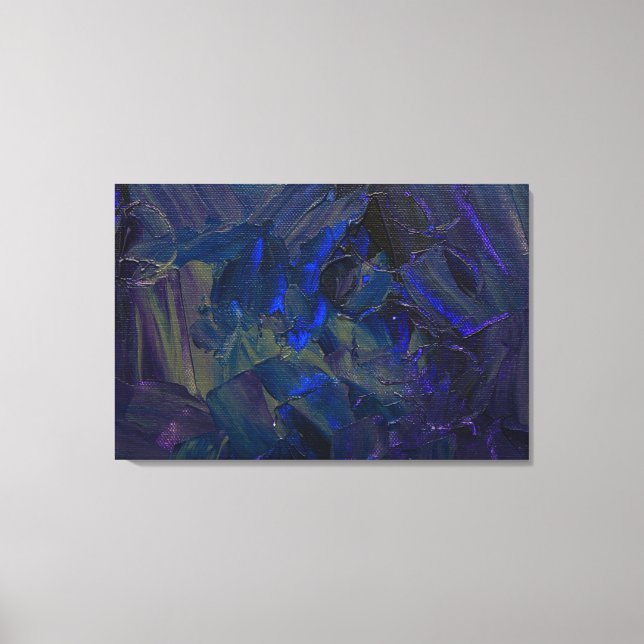 Impressão Em Tela Arte de pintura a óleo de Abstrato azul (Frente)