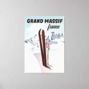 Impressão Em Tela Arte de pôster de esqui do Grand Massif França.