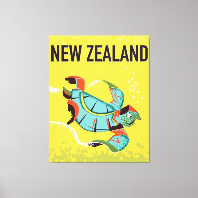 Impressão Em Tela Arte de poster de tartaruga do mar da Nova Zelândi (Frente)