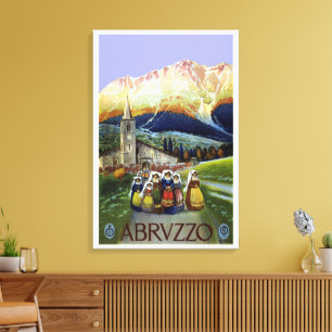 Impressão Em Tela Arte de Poster de Viagem Antiga do Abruzzo Itália 