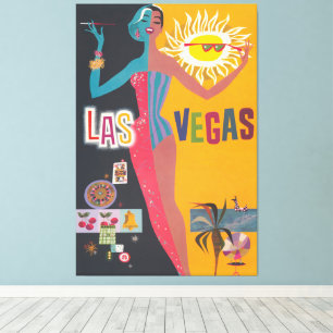 Impressão Em Tela Arte de pôster de viagem de jogo em Las Vegas vint