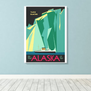 Impressão Em Tela Arte de Poster de Viagem do Alasca Antigo, Geleira