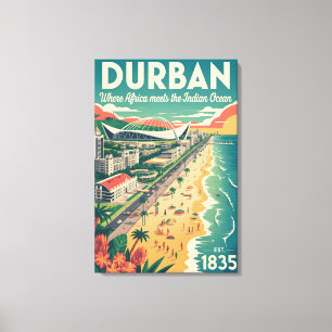 Impressão Em Tela Arte de Poster de Viagem Retro Durban África do Su