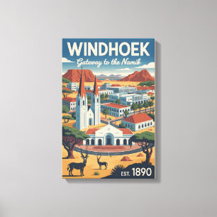 Impressão Em Tela Arte de Poster de Viagem Retro Windhoek Namíbia