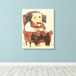 Impressão Em Tela Arte de Poster Teddy Bear Vantage Berçário Parede