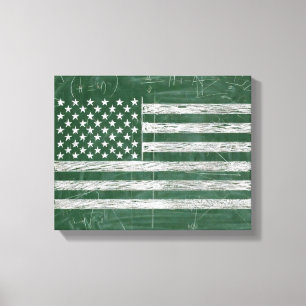 Impressão Em Tela Arte de Quadro Negro da Bandeira da América (Desen