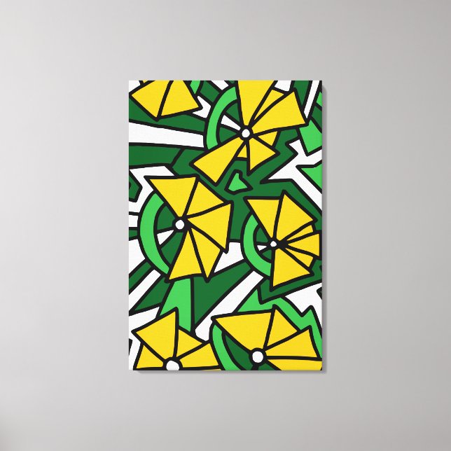 Impressão Em Tela Arte de Rabiscos de Flores Amarelas (Frente)