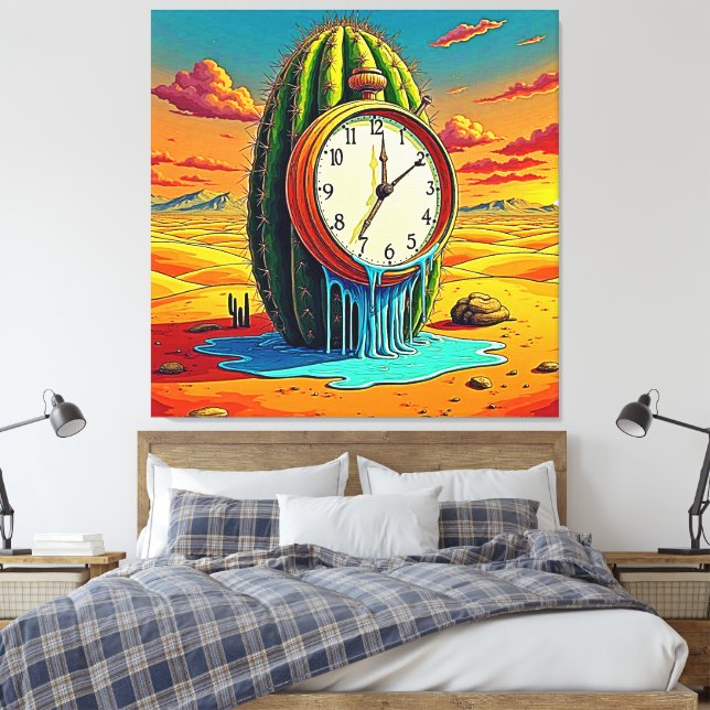 Impressão Em Tela Arte de Relógio do Deserto Surreal (Insitu(Quarto))