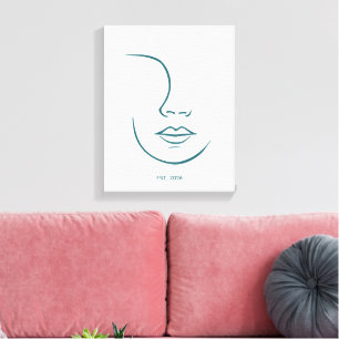 Impressão Em Tela Arte de Rosto em Linha Minimalista Personalizada p