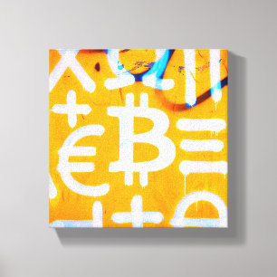 Impressão Em Tela Arte de Rua Bitcoin (Pintura Laranja Nº 1)