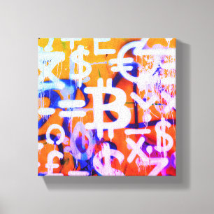 Impressão Em Tela Arte de Rua Bitcoin (Pintura Laranja Nº 2)