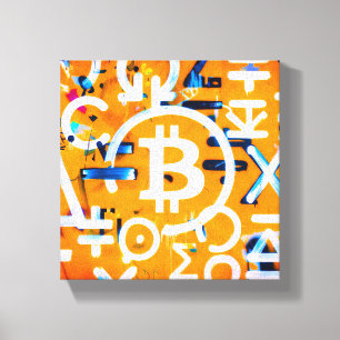 Impressão Em Tela Arte de Rua Bitcoin (Pintura Laranja Nº 3)