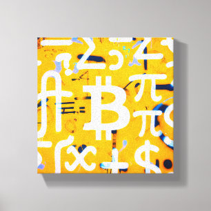 Impressão Em Tela Arte de Rua Bitcoin (Pintura Laranja Nº 4)
