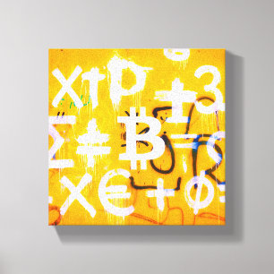 Impressão Em Tela Arte de Rua Bitcoin (Pintura Laranja Nº 5)