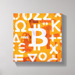 Impressão Em Tela Arte de Rua Bitcoin (Pintura Laranja Nº 6)