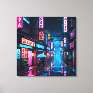 Impressão Em Tela Arte de Rua de Tóquio à Noite LoFi