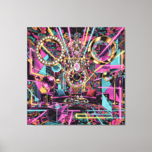 Impressão Em Tela Arte de Salão de Luxo Psicodélico Neon