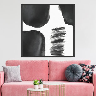Impressão Em Tela Arte de Tinta Moderna Mínima Abstrato branca e Pre